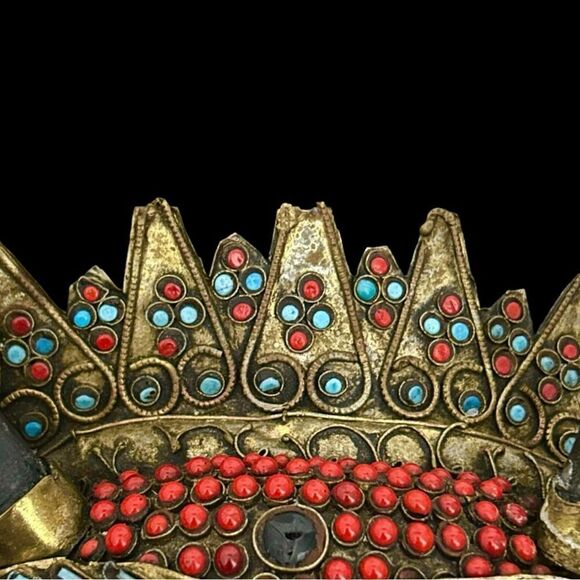 Vintage Copper Repousse Ritual Mask Of Mahakala - Picture 6 of 13